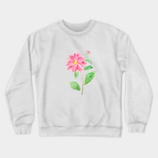 one red Dahlia flower watercolor painting Crewneck Sweatshirt